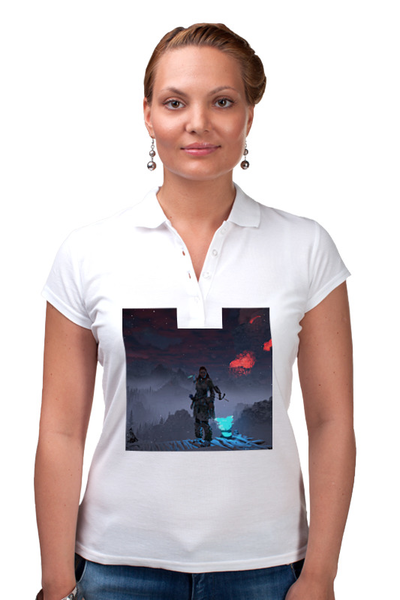 Заказать женскую поло в Москве. Рубашка Поло Horizon Zero Dawn от GeekFox  - готовые дизайны и нанесение принтов.