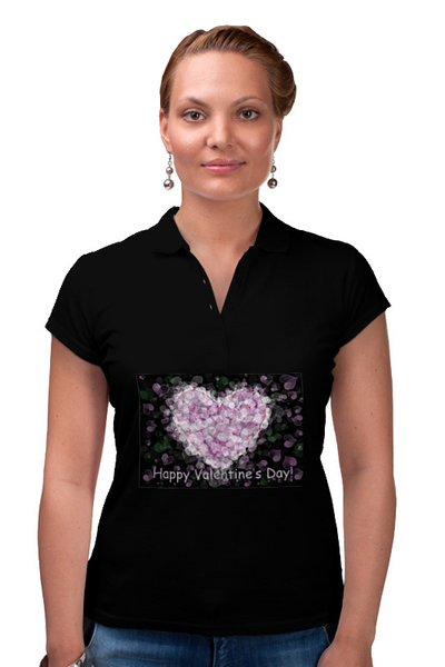Заказать женскую поло в Москве. Рубашка Поло  Low Poly Heart  от natulia_hatulia@yahoo.com - готовые дизайны и нанесение принтов.