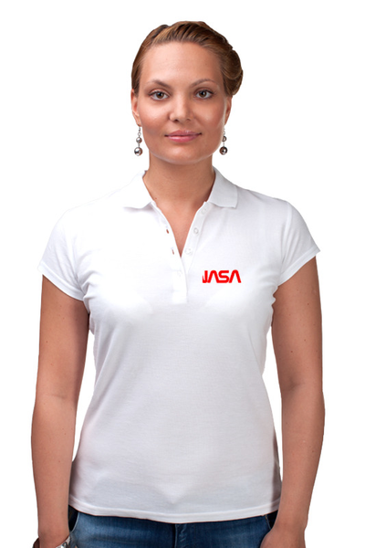 Заказать женскую поло в Москве. Рубашка Поло NASA  от DESIGNER   - готовые дизайны и нанесение принтов.