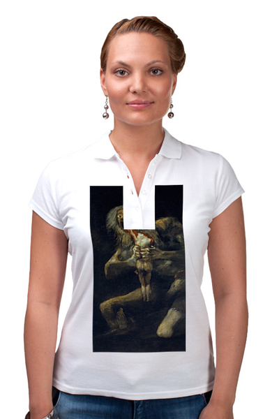 Заказать женскую поло в Москве. Рубашка Поло Сатурн, пожирающий своего сына (Гойя) от trend - готовые дизайны и нанесение принтов.
