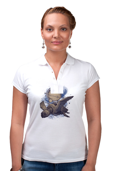 Заказать женскую поло в Москве. Рубашка Поло Стимпанк птица от ISliM - готовые дизайны и нанесение принтов.