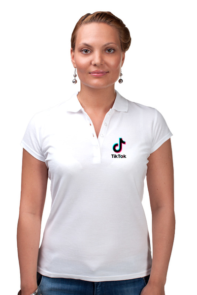 Заказать женскую поло в Москве. Рубашка Поло TikTok  от DESIGNER   - готовые дизайны и нанесение принтов.