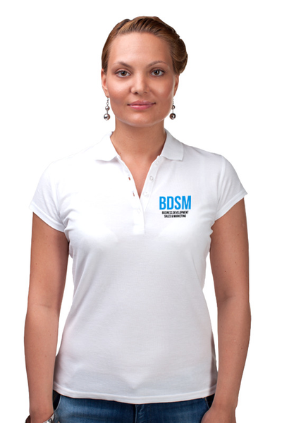 Заказать женскую поло в Москве. Рубашка Поло BDSM - Business development, sales & marketing от Startech.vc  - готовые дизайны и нанесение принтов.