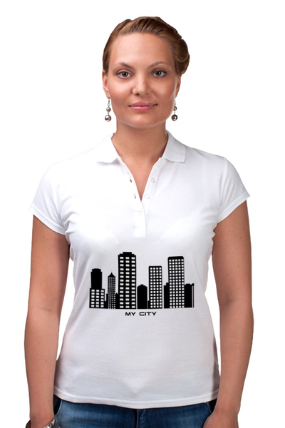 Заказать женскую поло в Москве. Рубашка Поло Мой город от Konstantin Gebo - готовые дизайны и нанесение принтов.