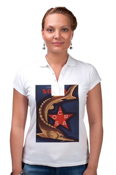 Заказать женскую поло в Москве. Рубашка Поло Советский рекламный плакат, 1932 г. от posterman - готовые дизайны и нанесение принтов.