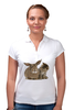 Заказать женскую поло в Москве. Рубашка Поло Заяц и кот от Денис - готовые дизайны и нанесение принтов.