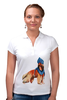 Заказать женскую поло в Москве. Рубашка Поло акварельная новогодняя собака от Игма - готовые дизайны и нанесение принтов.