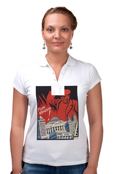 Заказать женскую поло в Москве. Рубашка Поло Советский плакат, 1932 г. от posterman - готовые дизайны и нанесение принтов.