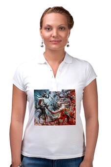 Заказать женскую поло в Москве. Рубашка Поло Арлекины от GeekFox  - готовые дизайны и нанесение принтов.