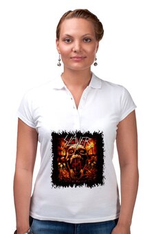 Заказать женскую поло в Москве. Рубашка Поло Slayer от Leichenwagen - готовые дизайны и нанесение принтов.