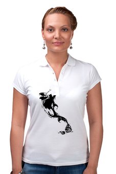 Заказать женскую поло в Москве. Рубашка Поло Чернильный дельфин  от ISliM - готовые дизайны и нанесение принтов.