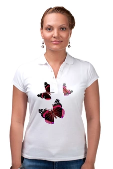 Заказать женскую поло в Москве. Рубашка Поло Три бабочки от Alexey Evsyunin - готовые дизайны и нанесение принтов.