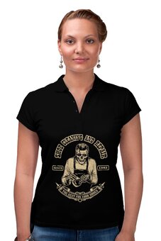 Заказать женскую поло в Москве. Рубашка Поло Винтаж логотип от Leichenwagen - готовые дизайны и нанесение принтов.