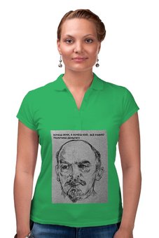Заказать женскую поло в Москве. Рубашка Поло  Ленин от drseymur - готовые дизайны и нанесение принтов.