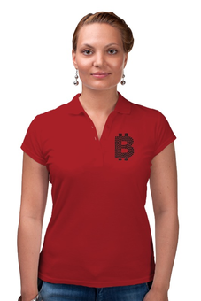 Заказать женскую поло в Москве. Рубашка Поло Офис крипто стиль (красный) от Crypto Style - готовые дизайны и нанесение принтов.