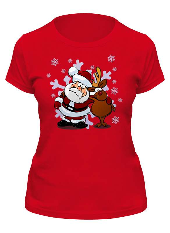 printio детская футболка классическая унисекс санта с оленем Printio Футболка классическая Санта с оленем