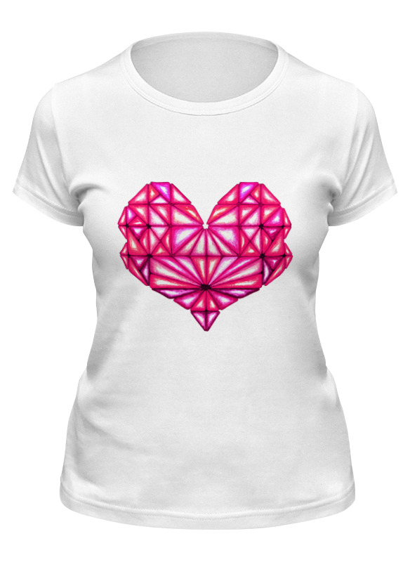 printio футболка классическая сердце геометрическое на черном Printio Футболка классическая Сердце геометрическое оттенки розового