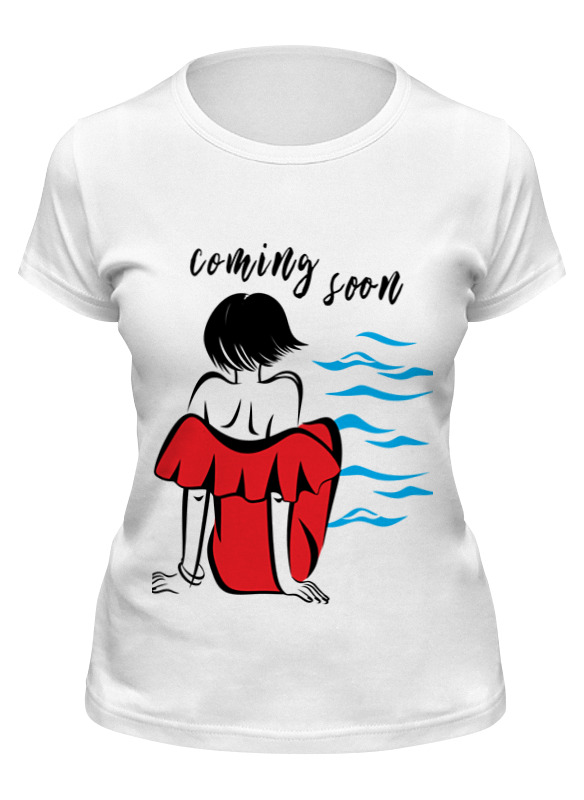 printio футболка классическая девушка в красном платье Printio Футболка классическая Девушка и море