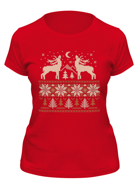 Printio Футболка классическая Норвежский лес рождественский олень и орнамент с оленями