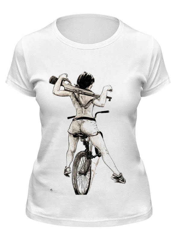 printio лонгслив девушка карабин велосипед Printio Футболка классическая Девушка, карабин, велосипед