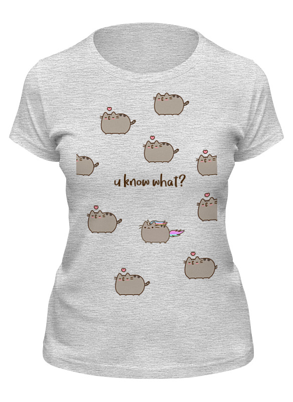мужская футболка милый котик с подписью s серый меланж Printio Футболка классическая U know what?