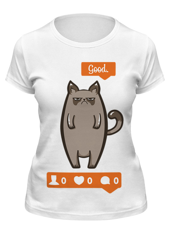 printio футболка классическая сердитый котик grumpy cat пиксельный Printio Футболка классическая Угрюмый котик