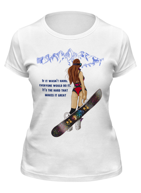 Printio Футболка классическая Девушка со сноубордом жидкий чехол с блестками девушка в купальнике нарисованная на xiaomi redmi 4a сяоми редми 4а