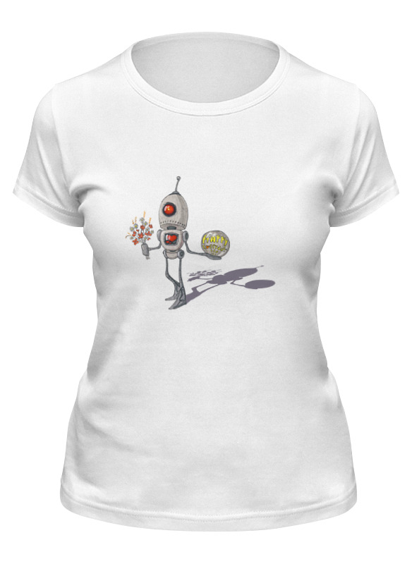 мужская футболка милый котёнок с сердцем s белый Printio Футболка классическая Веселый робот с цветочками happy everyday