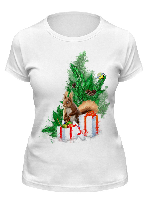 Printio Футболка классическая Белочка с подарками под елкой.