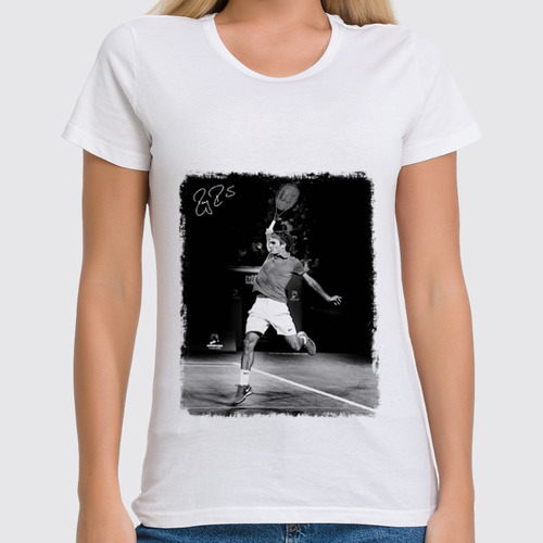 Заказать женскую футболку в Москве. Футболка классическая Федерер от tennis - готовые дизайны и нанесение принтов.