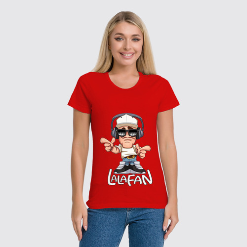 Заказать женскую футболку в Москве. Футболка классическая LalaFan DJ T-Shirt (красная, жен.) от LalaFan  - готовые дизайны и нанесение принтов.