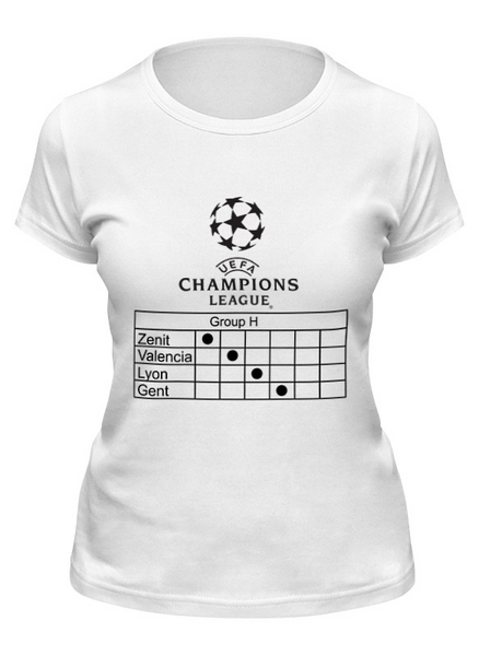 Заказать женскую футболку в Москве. Футболка классическая Лига Чемпионов 2015-16, группа H от mychamp - готовые дизайны и нанесение принтов.