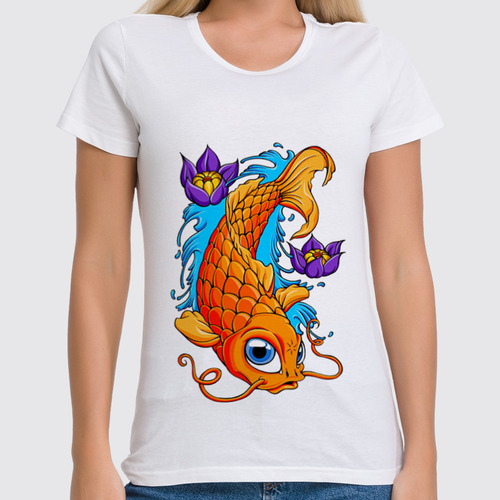 Заказать женскую футболку в Москве. Футболка классическая Fish Art от Leichenwagen - готовые дизайны и нанесение принтов.