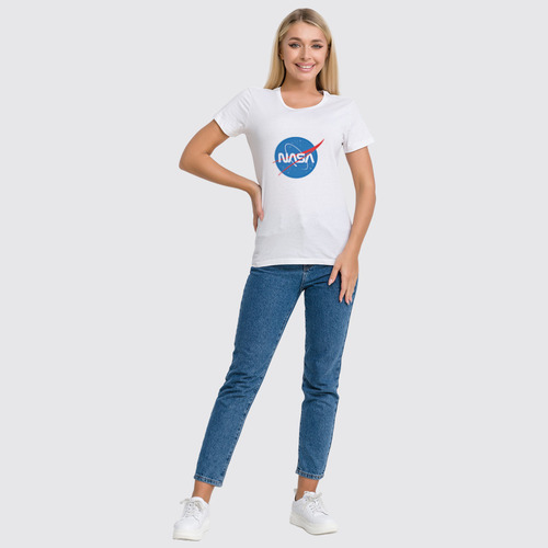 Заказать женскую футболку в Москве. Футболка классическая Знак NASA от THE_NISE  - готовые дизайны и нанесение принтов.