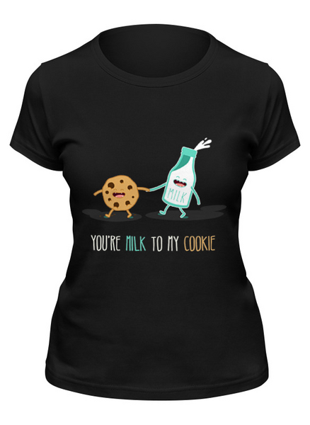 Заказать женскую футболку в Москве. Футболка классическая Milk to my cookie от MariaR - готовые дизайны и нанесение принтов.