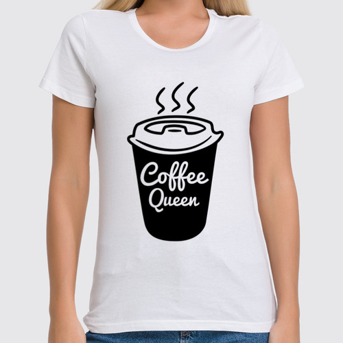 Заказать женскую футболку в Москве. Футболка классическая Королева кофе от Zamula - готовые дизайны и нанесение принтов.