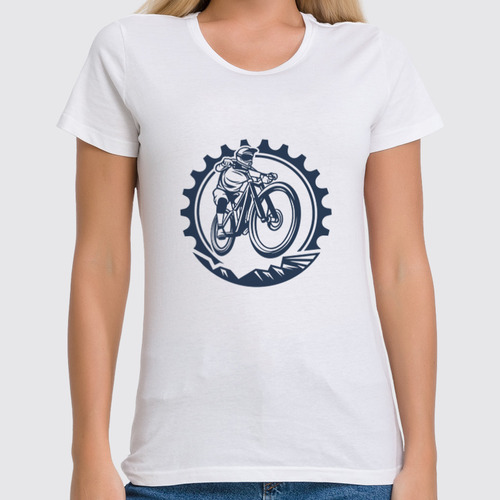 Заказать женскую футболку в Москве. Футболка классическая Велосипедист  от T-shirt print  - готовые дизайны и нанесение принтов.
