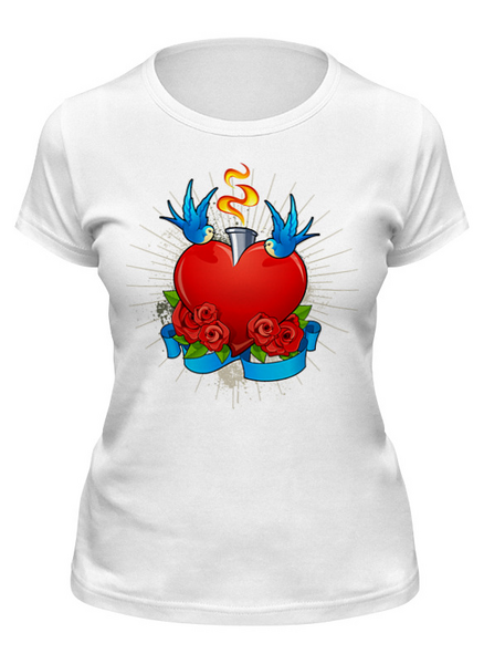 Заказать женскую футболку в Москве. Футболка классическая Сердце от Romanova - готовые дизайны и нанесение принтов.