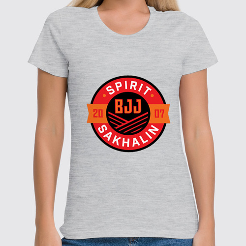 Заказать женскую футболку в Москве. Футболка классическая Spirit BJJ Sakhalin Logo (Gray) от kiralabu - готовые дизайны и нанесение принтов.