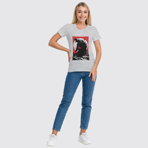 Заказать женскую футболку в Москве. Футболка классическая Godzilla gray от KinoArt - готовые дизайны и нанесение принтов.