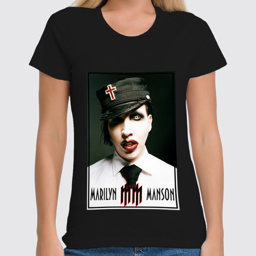 Заказать женскую футболку в Москве. Футболка классическая Marilyn Manson от inPrintio - готовые дизайны и нанесение принтов.