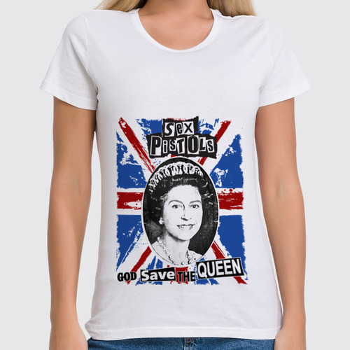 Заказать женскую футболку в Москве. Футболка классическая Sex Pistols / God Save The Queen от OEX design - готовые дизайны и нанесение принтов.