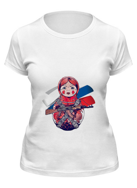 Заказать женскую футболку в Москве. Футболка классическая Матрешка от Acid Kiss - готовые дизайны и нанесение принтов.