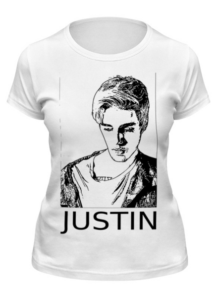 Заказать женскую футболку в Москве. Футболка классическая Justin Bieber  от cherdantcev - готовые дизайны и нанесение принтов.