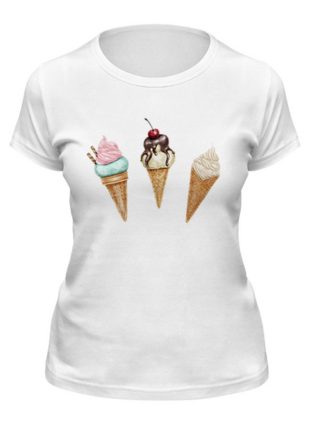 Заказать женскую футболку в Москве. Футболка классическая Ice cream (Мороженое) от Fix Print - готовые дизайны и нанесение принтов.