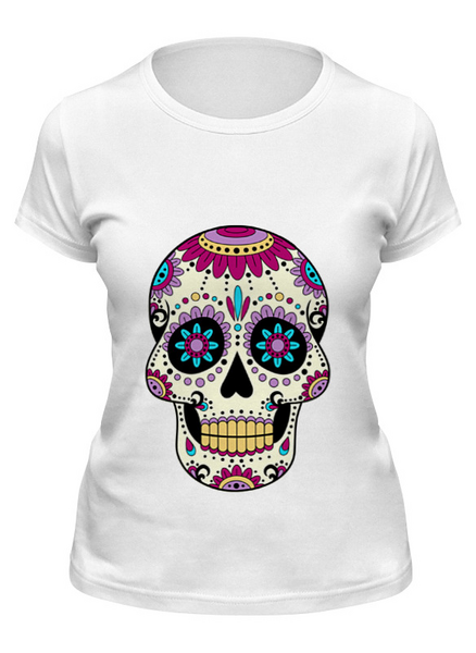 Заказать женскую футболку в Москве. Футболка классическая Мексиканский череп от BeliySlon - готовые дизайны и нанесение принтов.