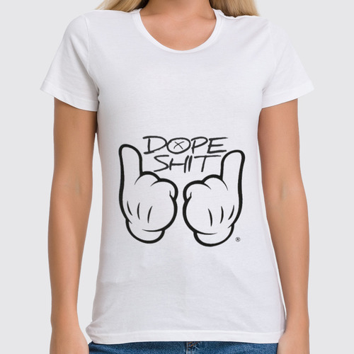Заказать женскую футболку в Москве. Футболка классическая Dope SHIT  от Sergio Happy - готовые дизайны и нанесение принтов.