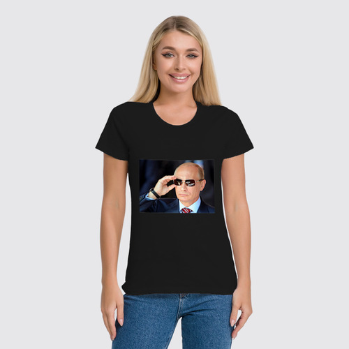 Заказать женскую футболку в Москве. Футболка классическая Putin от badarma2002@gmail.com - готовые дизайны и нанесение принтов.