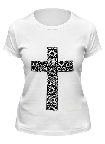 Заказать женскую футболку в Москве. Футболка классическая Крест от YellowCloverShop - готовые дизайны и нанесение принтов.