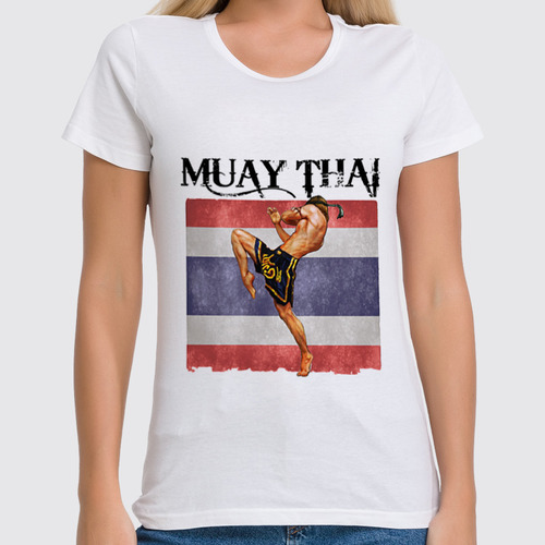 Заказать женскую футболку в Москве. Футболка классическая Muay Thai Муай Тай Тайский Бокс от Combat Wear - готовые дизайны и нанесение принтов.